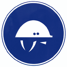 Знак «Работать в защитной каске»